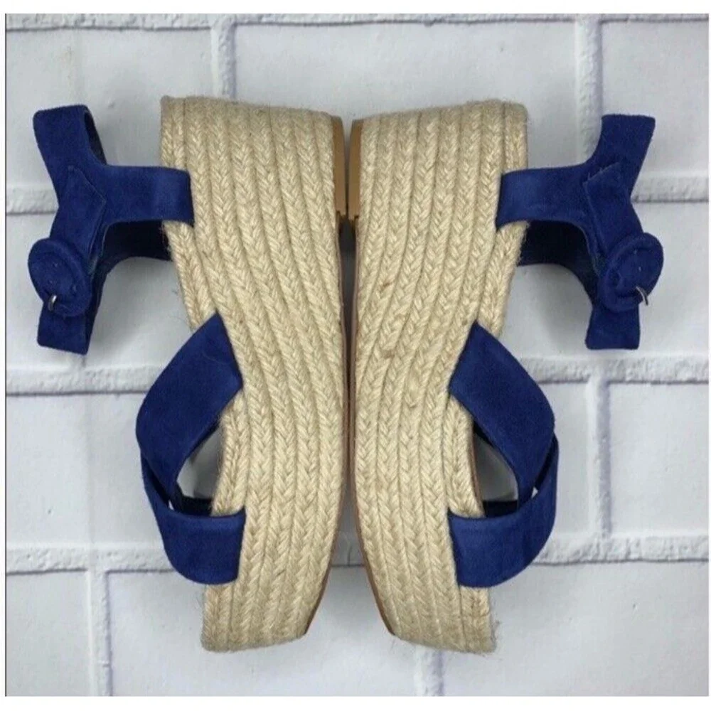 Halogen Emery Platform Espadrille Sandal In Navy Suede Women's Size 9 New